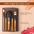 Makeup Brush Set: 15pcs Walnut Wooden Makeup Brushes With Leather Button Bag, Professional Makeup Brushes For Foundation Concealer Kabuki Blush Eyeliner Shadow Brow, Makeup Brush Sets & Kits