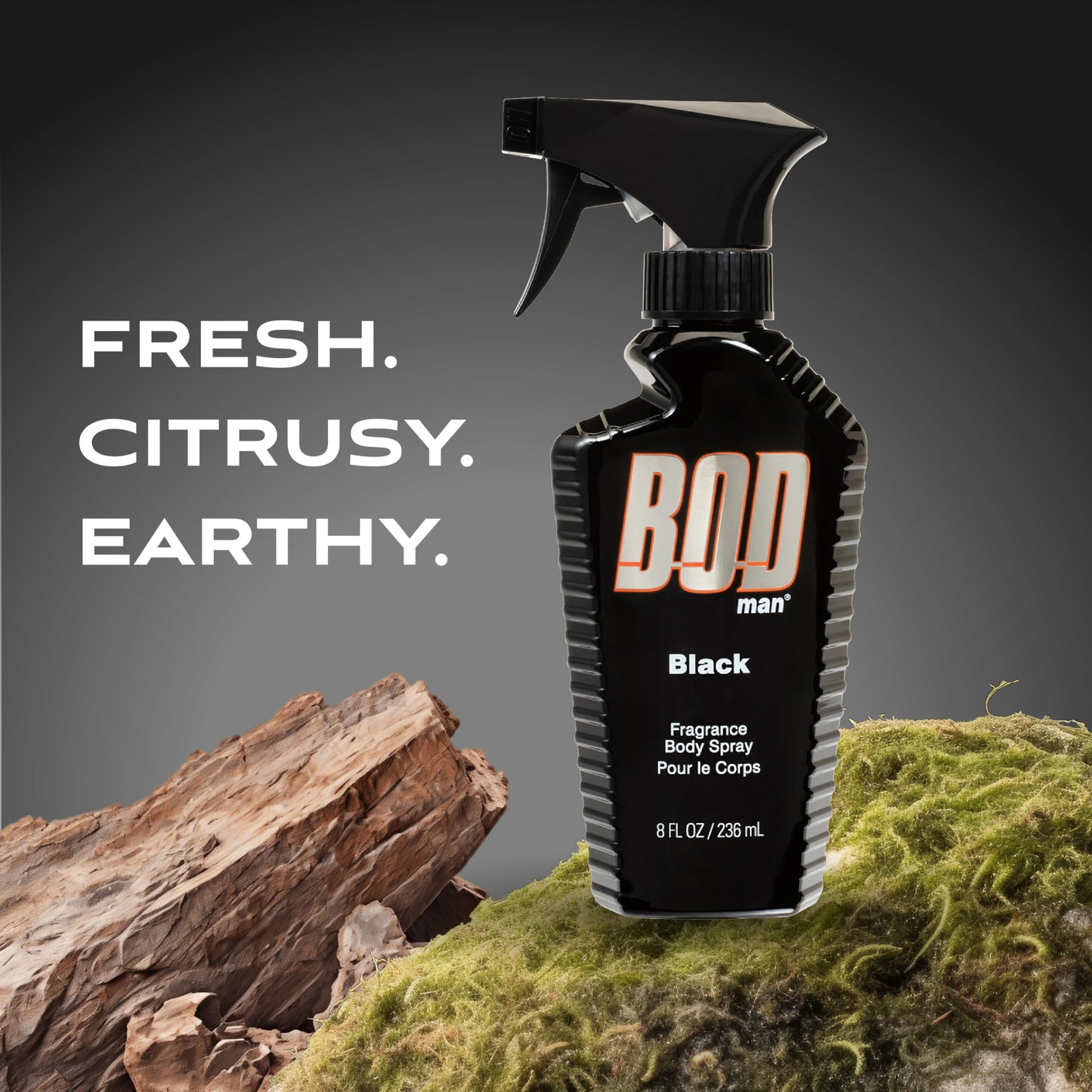 BOD man Fragrance Body Spray, Black, 8 fl oz (Pack of 2)