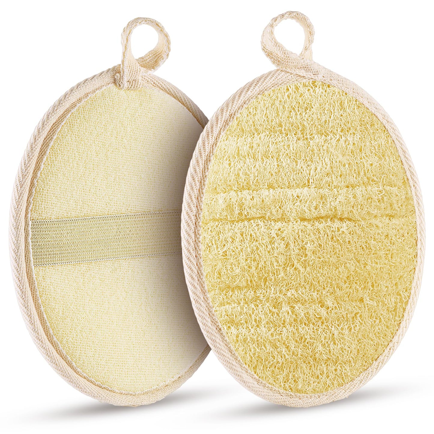 Xeiophoy 2PCS Premium Natural Loofah Sponge Exfoliating Body Scrubber, Shower Loofah for Men, Women and Kids, Shower Scrubber for Body and Face, Made with Eco-Friendly and Biodegradable Luffa Sponge