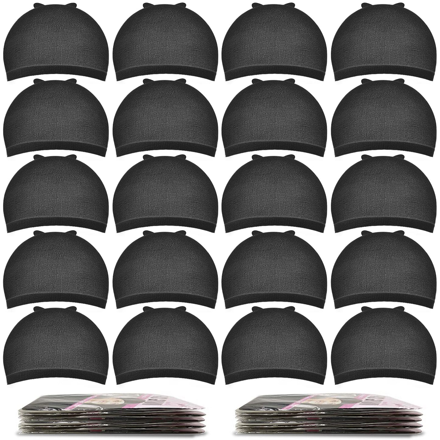 Gorros para pelucas MORGLES, 20 piezas, negros, elásticos, de nailon, para mujeres y hombres, color negro