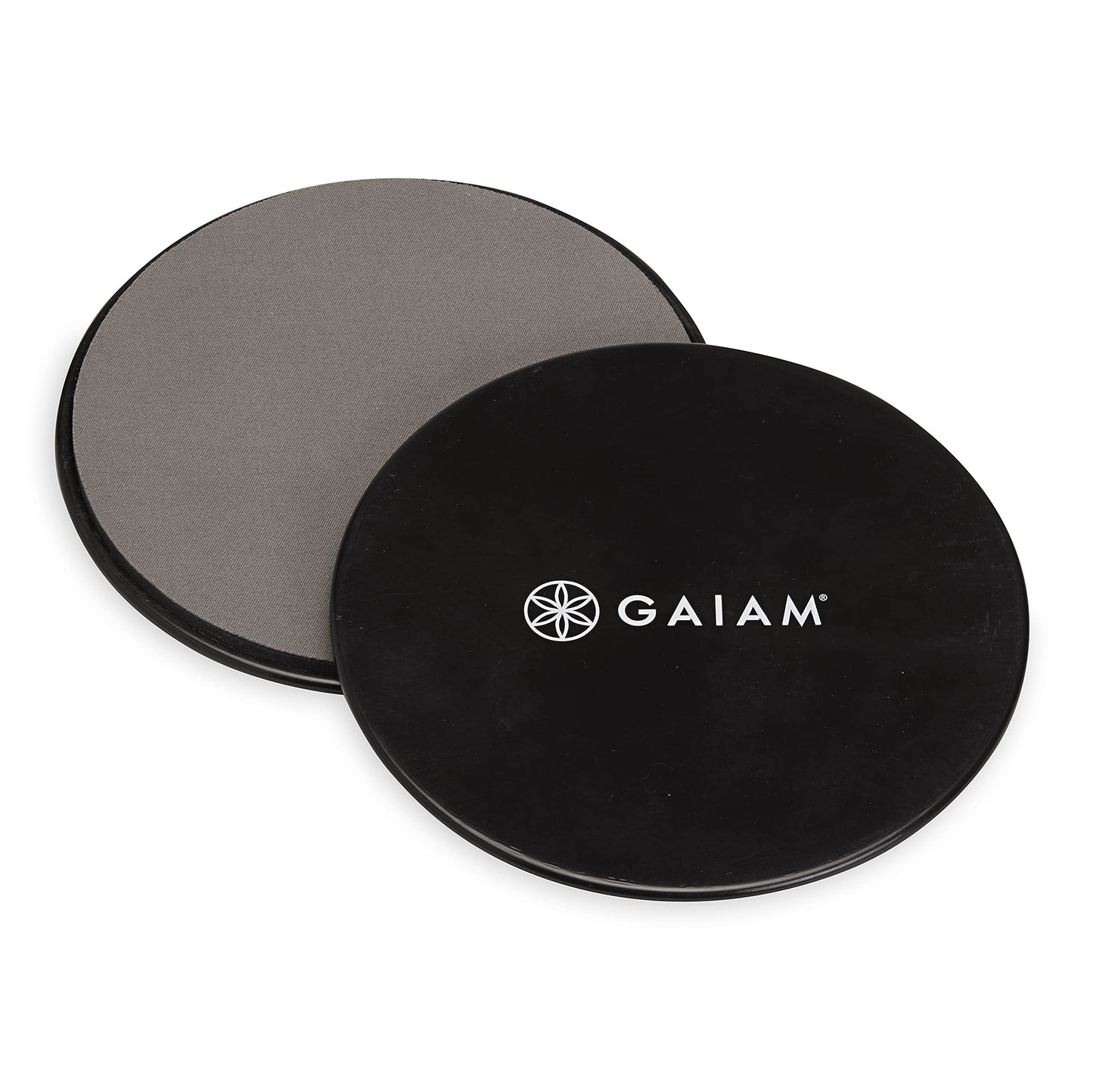 Disques coulissants Gaiam Core - Glisseurs d'entraînement double face pour tapis et planchers de bois franc - Coussinets abdominaux pour la maison Équipement d'exercice Glisseurs de fitness pour femmes et hommes, gris/noir