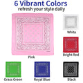 6 Pack Pure Cotton Bandana, Multi-Purpose Square Handkerchief, Face Mask headband for Men and Women (Multi Color)