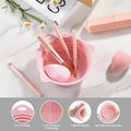 Makeup Brush Cleaner Bowl, 2 Pieces Foldable Silicone Makeup Cleaning Tools for Brushes, Sponge and Puff, Portable Make up Brush Cleaner for Travel (Pink, Gray)