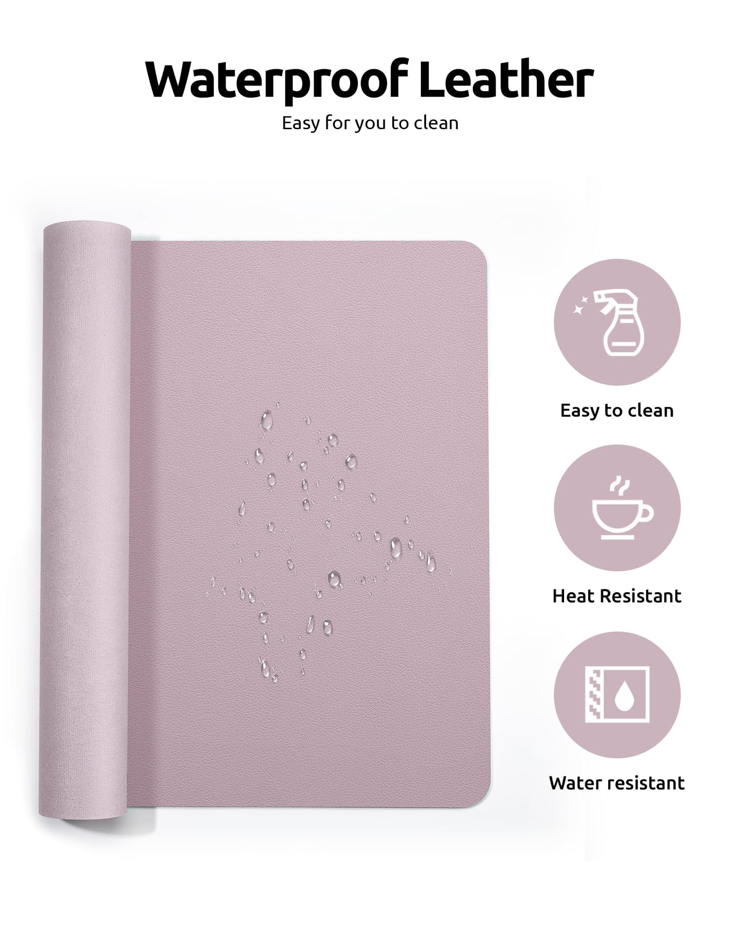 YSAGi Leather Desk Pad Protector, Office Desk Mat, Large Mouse Pad, Non-Slip PU Leather Desk Blotter, Laptop Desk Pad, Waterproof Desk Writing Pad for Office and Home (Grayish Lavender, 23.6" x 13.8")