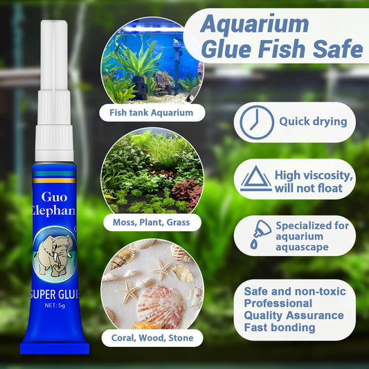 1DFAUL Aquarium Glue, 2Pcs Coral Glue, Aquarium Glue Fish Safety, Quick Drying, Reef Glue for Plants Moss Aquascaping, Water Plant, Moss, Coral, Stone, Wood (2)