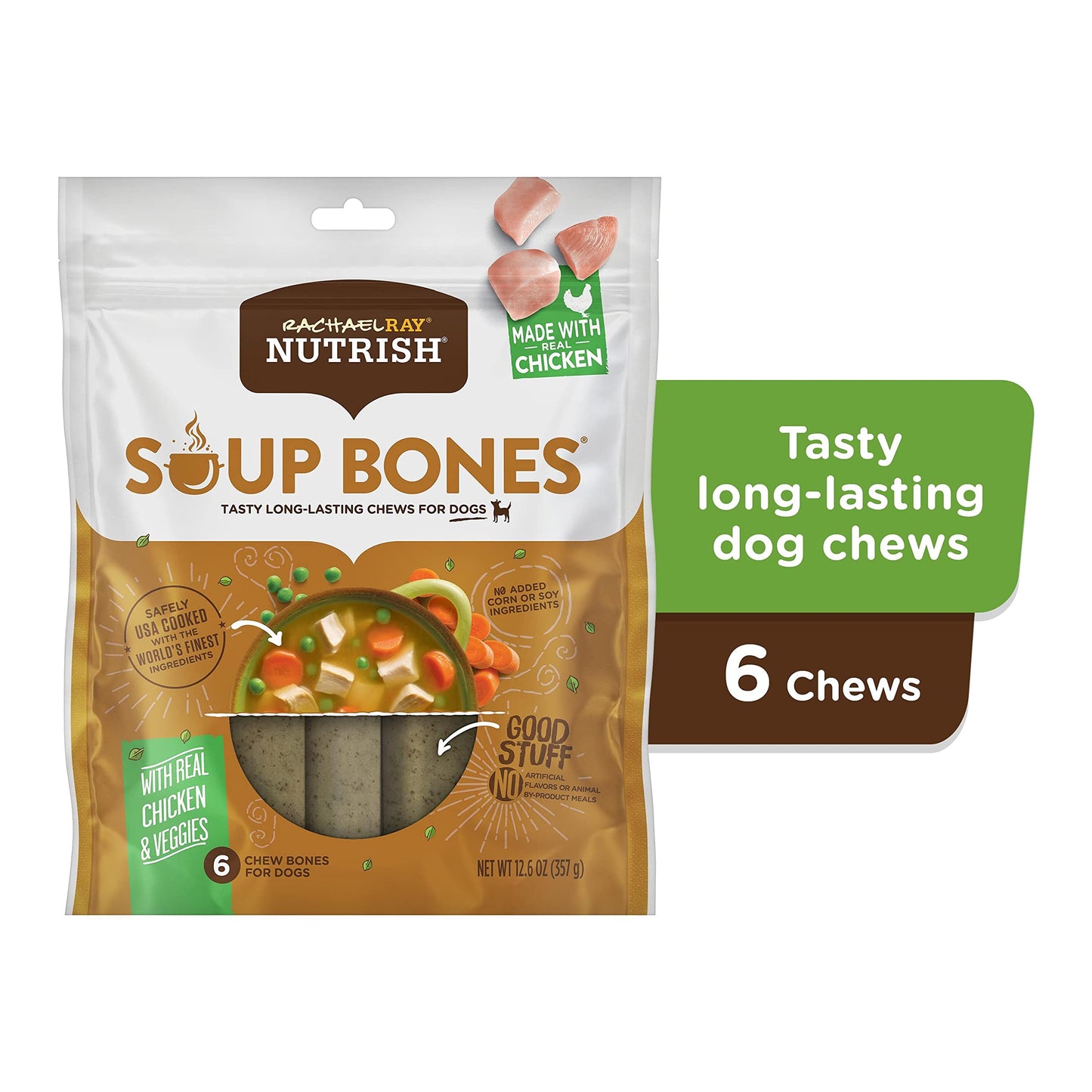 Friandises pour chiens Rachael Ray Nutrish Soup Bones, saveur poulet et légumes, 6 os