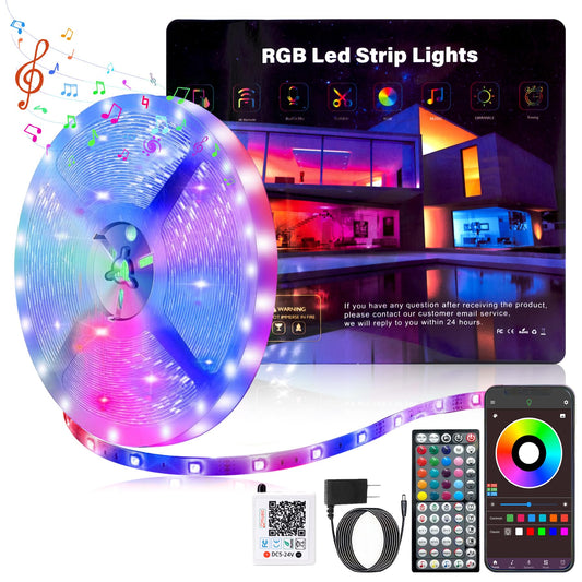 Ledagic Led Lights for Bedroom 50ft (1*50ft) Color Changing RGB Led Strip Lights with 60 Keys Remote and App Control, Music Sync Led Light Strip, Led Tape Light for Room Home Decor Gaming Accessories