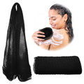 Adeton African Net Sponge, Authentic, Real, Black Owned, Exfoliating Bath Wash Cloth, Long Sponge, Body Exfoliator, Sapo, Shower Bath Accessories, Back Foot Scalp Scrub, Flat Dead Skin Remover (Black)