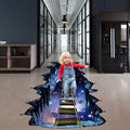 RW-82002 3D Floor Stickers Galaxy Interstellar Space Suspension Bridge Floor Stickers Removable Illusion Waterproof Floor Wall Decor for Kids Bedroom Living Room Nursery Home Decoration