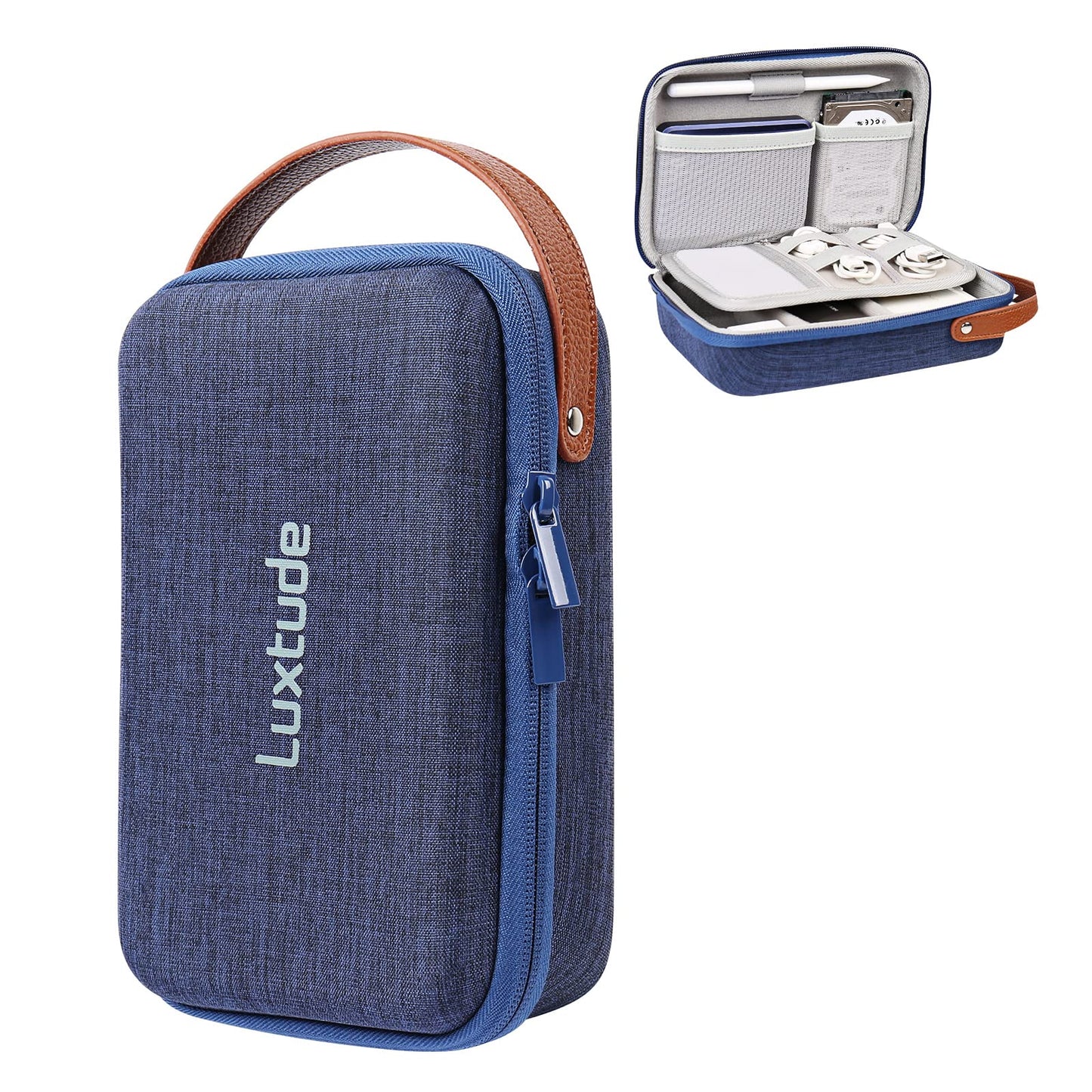 Étui de voyage pour organisateur électronique Luxtude, étui de voyage pour organisateur technologique, organisateur de chargeur portable, petit sac technologique, essentiels de voyage pour chargeur/souris/argent liquide/carte/stylo