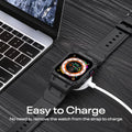 For Apple Watch SE SE2 Series 9/8/7/6/5/4/3/2/1 45/44/42mm Band with Case, Men Sport Rugged Silicone Adjustable Band Strap with Protective Case Smartwatch Protector (Black Anti-Scratch)