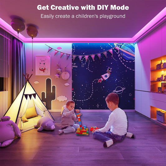 Leeleberd Led Lights for Bedroom 100 ft (2 Rolls of 50ft) Music Sync Color Changing RGB Led Strip Lights with Remote App Control Bluetooth Led Strip, Led Lights for Room Home Kitchen Party Decor