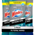 Windex Electronic Cleaning Wipes, Pre-Moistened Screen Wipes for TVs, Phones, and Other Electronics, Resalable for a Freshness Lock, 25 Count (Pack of 3)