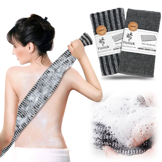 Yiclick 2 Pack Exfoliating Washcloth Towel - Body Scrubber Exfoliator, Loofah Sponge, Korean & Japanse & African Net Sponge Rag - Back Scrubber Washer for Use in Shower Bath