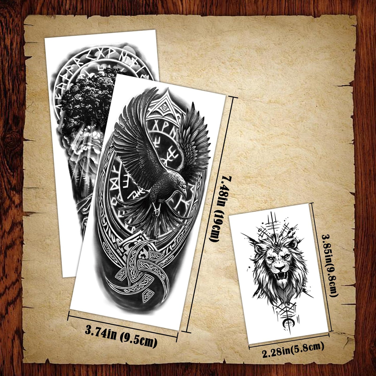 Viking Temporary Tattoos for Adults, 77 Sheets Viking Pirate Fake Tattoos for Men and Women, Black Large Tattoo Stickers for Body Makeup