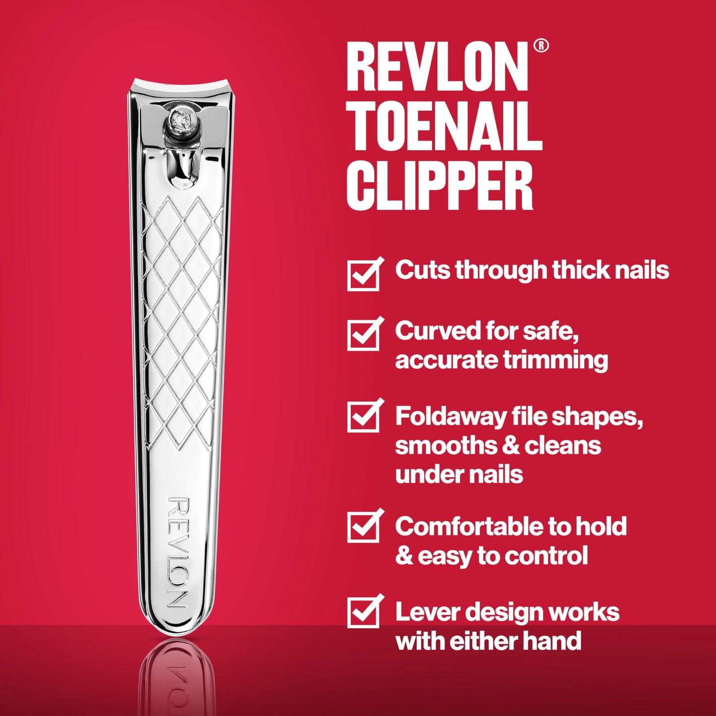 Revlon Nail Clipper, Gifts for Men & Women, Stocking Stuffers, Nail Care Tools, Curved Blade & Foldaway Nail File for Trimming & Grooming, Easy to Use (Pack of 1)