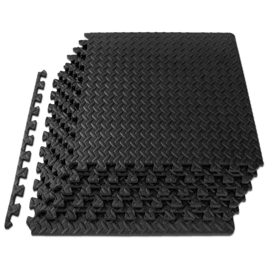 Tapis d'exercice ProsourceFit Puzzle 1/2 po, dalles de sol en mousse EVA emboîtables pour salle de sport à domicile, tapis pour équipement d'entraînement à domicile, rembourrage de sol pour enfants, noir, 24 po x 24 po x 1/2 po, 24 pi² - 6 dalles