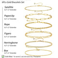 DEARMAY Gold Bracelets for Women 14K Real Gold Plated Jewelry Sets Stack Trendy Dainty Stackable Paperclip Rope Snake Box Figaro Chain Bracelets Pack Costume Fashion Filled Gifts for Womens