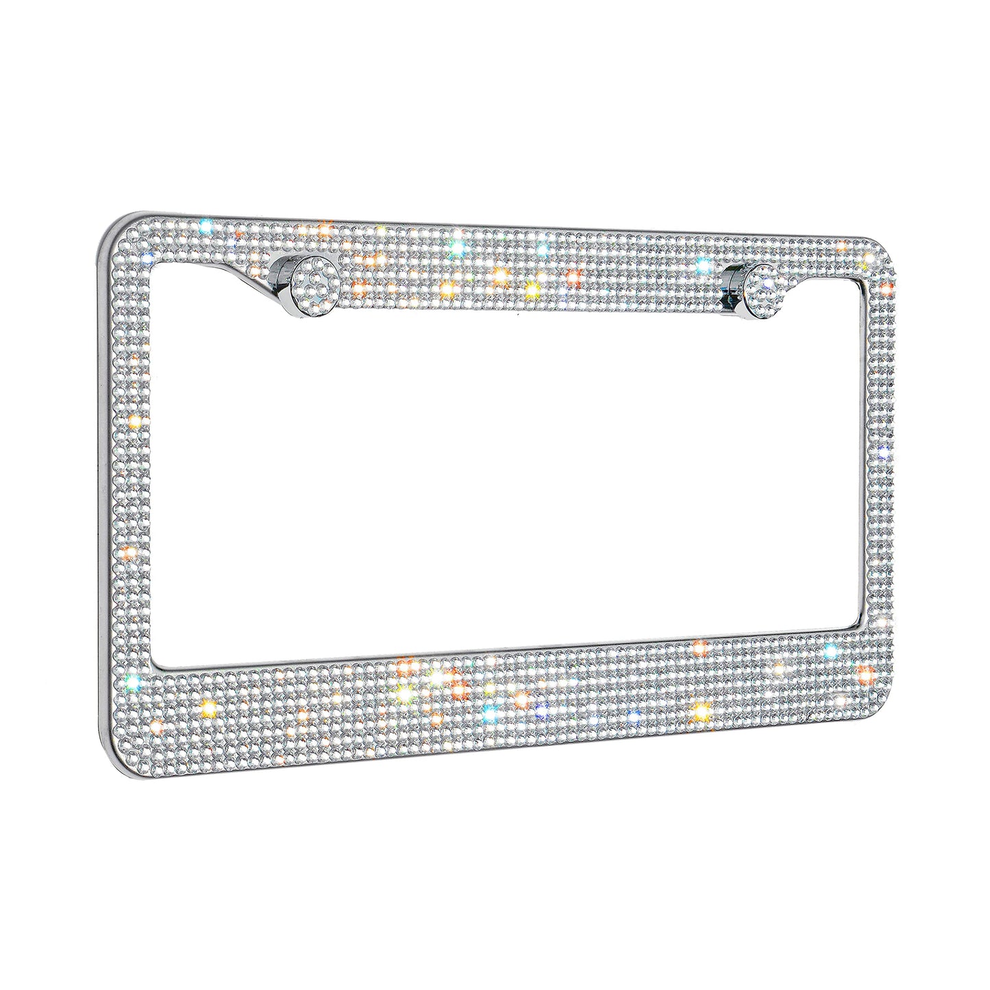 Crystal Bling License Plate Frames for Women - 1 Pack Handcrafted Acrylic Bedazzled Cover, Clear Crystal Stainless Steel Girly Queen Sparkle License Plate Frame Cute Diamond Shiny Black Sparkly Cover