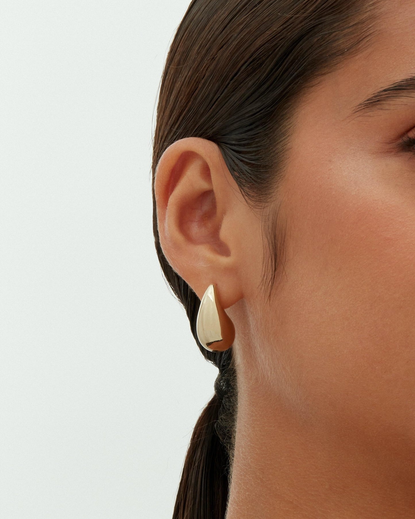 PAVOI 14K Gold Plated 925 Sterling Silver Post Teardrop Chunky Hoop Earrings | Lightweight Drop Yellow Earrings for Women | 22mm Designer Dupe Earrings