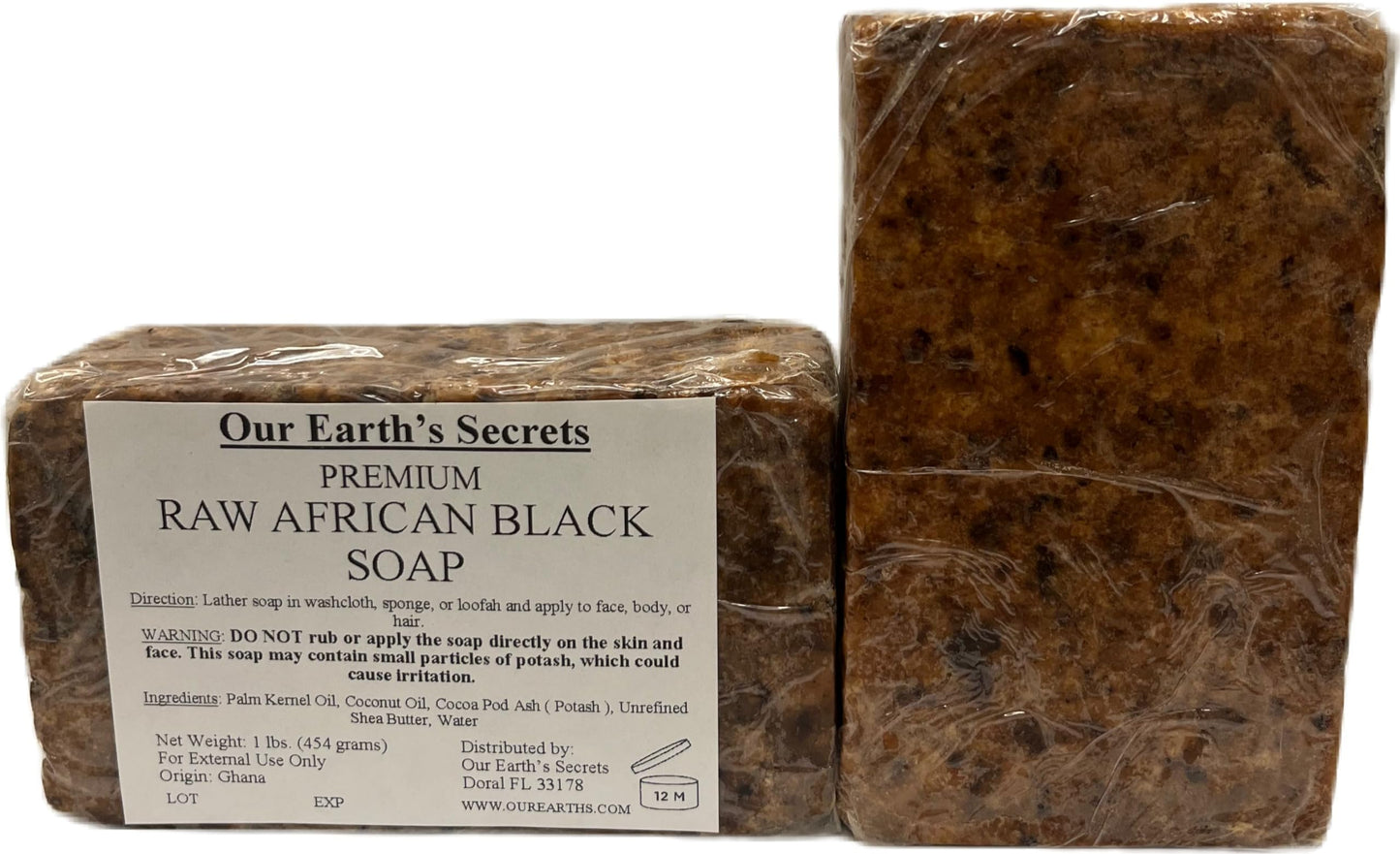 Our Earth's Secrets Raw African Black Soap, 1 lb.