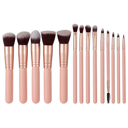 Makeup Brushes Pink wooden Makeup Brushes,14pcs make up brushes for girls Set Premium Synthetic Foundation Brushes Blending Face Powder Eye Shadow Concealer Make Up Brushes Tool Storage Bag (pink)