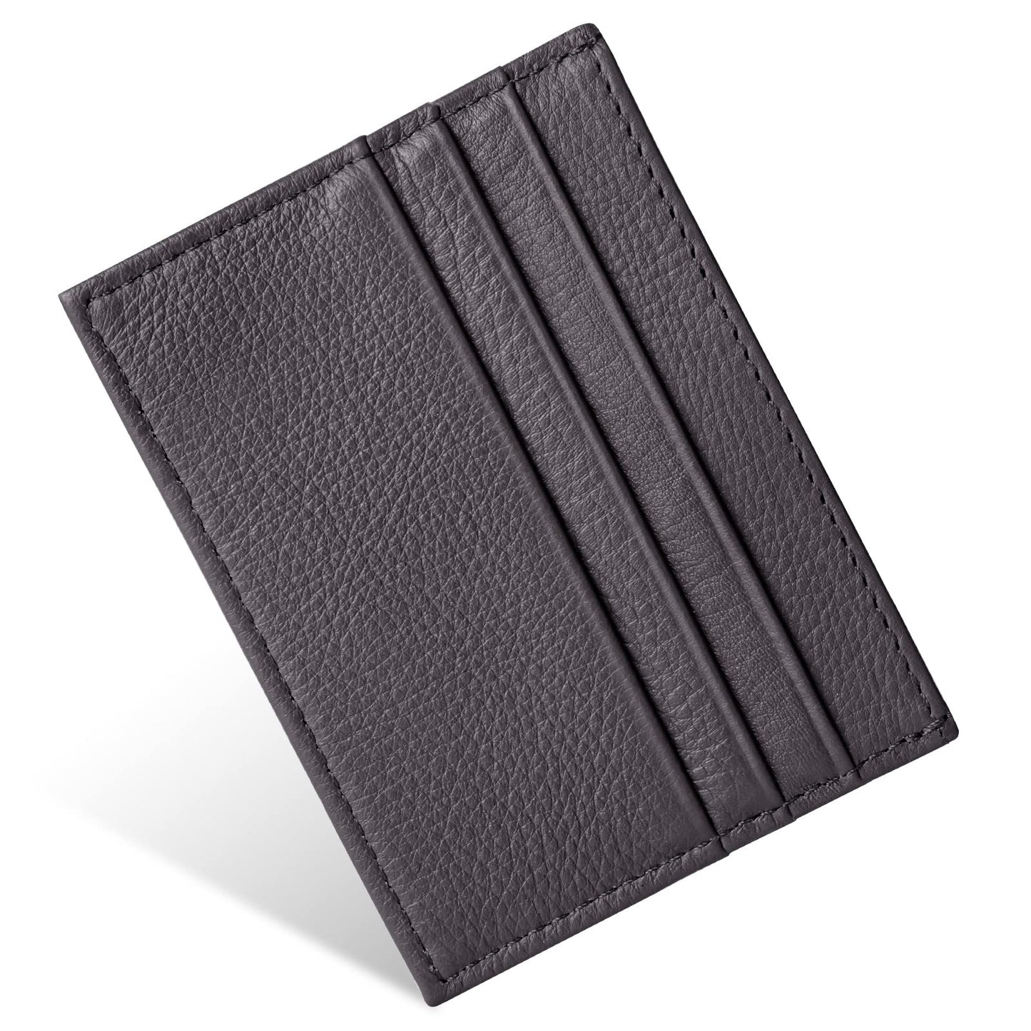 URAQT Credit Card Holder Wallet, RFID Blocking Leather Ultra Slim Wallet, Thin Minimalist Credit Card Case Card Protector, Front Pocket Wallets for Men, Women - 6 Card Slots and 1 Pockets (Dark Brown)