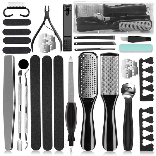 Kit de pédicure 36 en 1, outils de pédicure professionnels, râpe à pieds, éliminateur de peaux mortes pour les soins à domicile et en salon