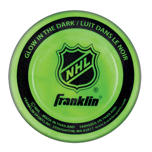 Franklin Sports Street Hockey Puck - Glow in The Dark Outdoor Hockey Puck - Official Size for Kids + Adults - Green