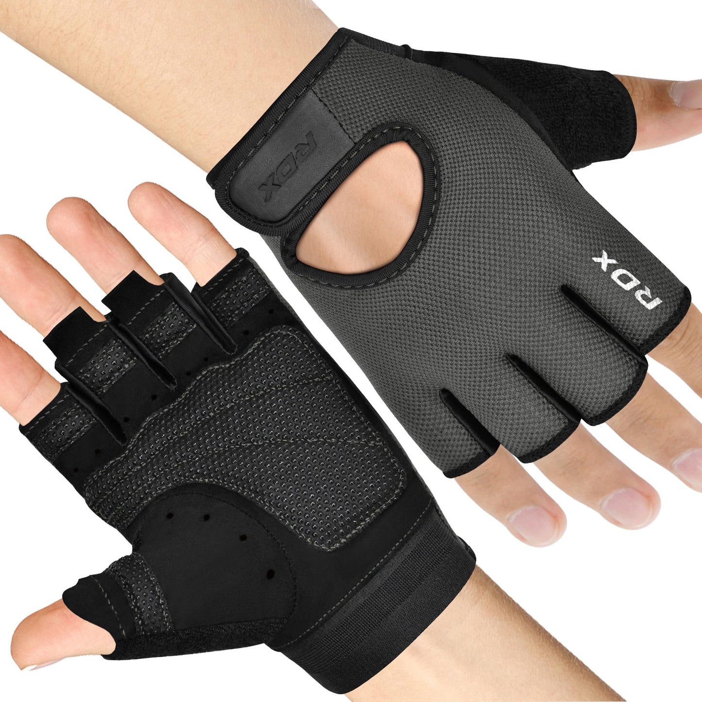 RDX Weight Lifting Gloves Gym Fitness Workout, Anti Slip Palm Protection Half Finger Exercise Glove for Powerlifting Deadlifting Bodybuilding Calisthenics Cycling Rowing Climbing Training, Men Women