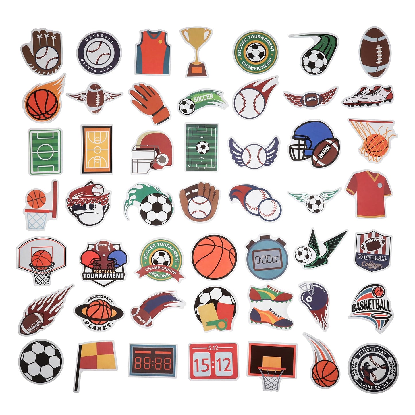 100 Pack Sports Stickers, Sports Football Soccer Baseball Basketball Party Favors, Birthday Decorations