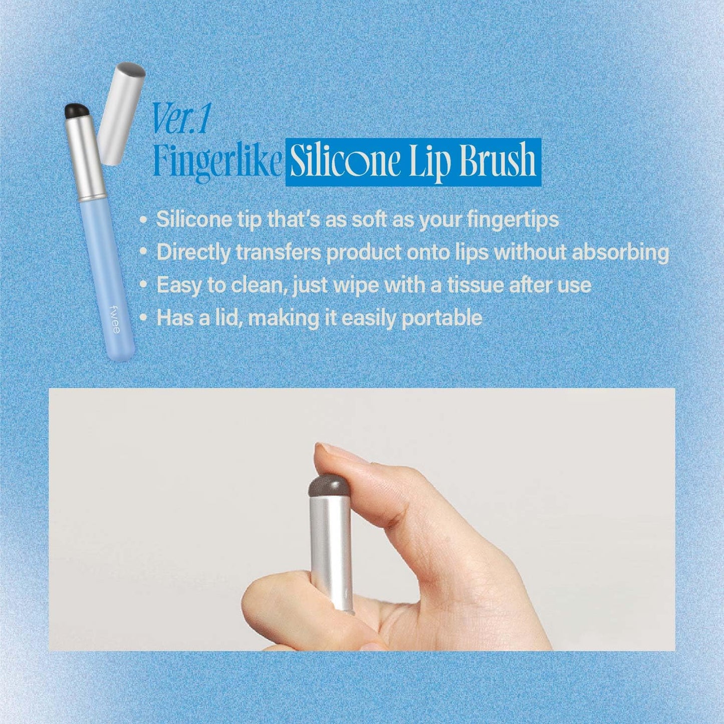 fwee Fingerlike Silicone Lip Brush | Multi-purpose Makeup Blending Brush with Lid