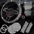 NBTEPEM 8 pcs Bling Car Accessories Set for Women, Bling Rhinestone Diamond Steering Wheel Cover, Sparkly Seat Belt Covers, Bling Gear Shift Cover, Universal Fit Most Cars (Silver Diamond)