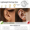 Poxtex 4 Pairs Gold Hoop Earrings Set for Women, Huggie Cartilage 14K Gold Plated S925 Sterling Silver, Lightweight Hypoallergenic Jewelry for Gift, Cubic Zirconia Open Hoops Earring, Cubic Zirconia