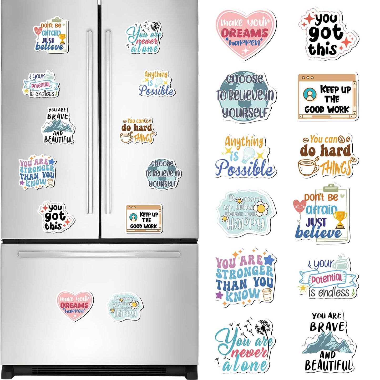 Aesthetic Inspirational Magnets for Fridge - 12PCS Cute Motivational Magnets for Refrigerator Positive Quotes Locker Magnets for Girls Boys Adults Mental Health Magnets for Home Kitchen Office Decor