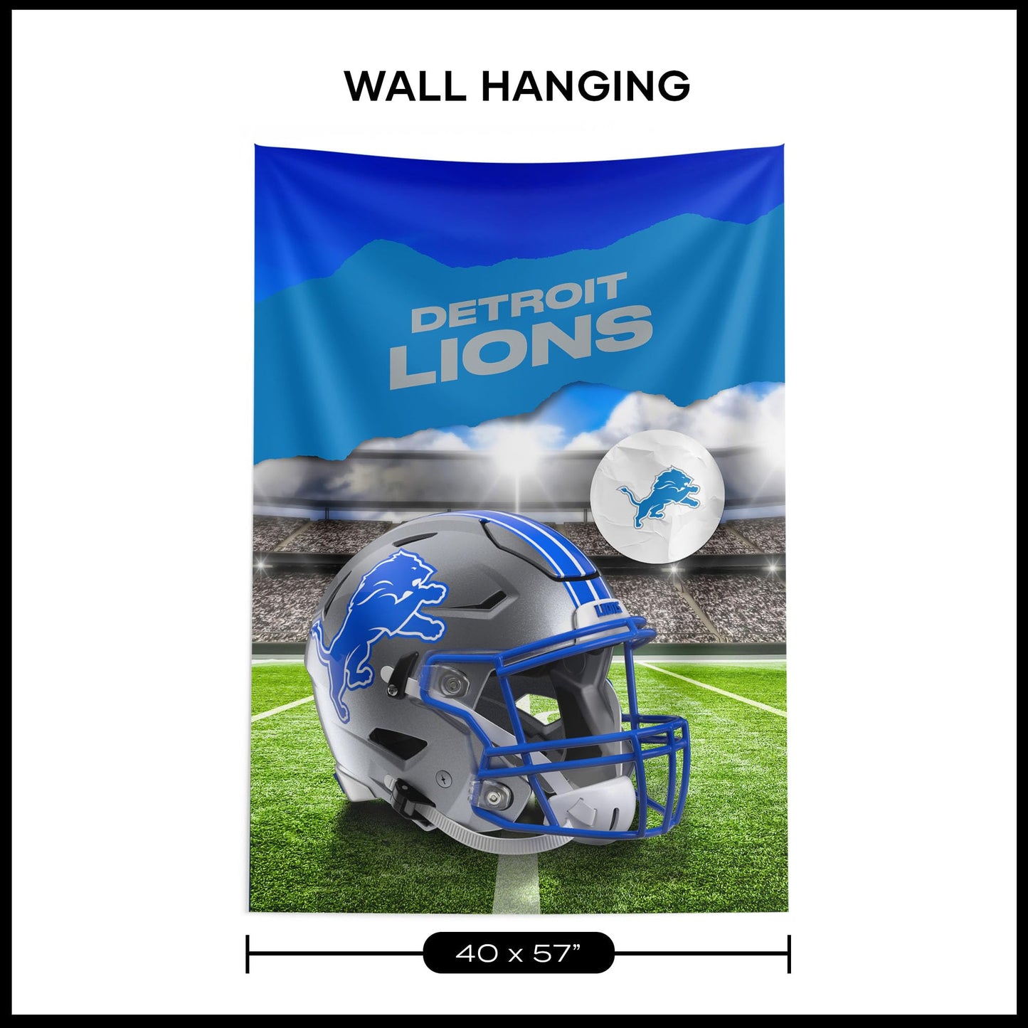 Decoración de pared con el centro del campo de los Detroit Lions de la NFL de NORTHWEST NFL, 40 x 57 pulgadas