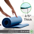 Esterilla de yoga gruesa Gaiam Essentials para ejercicios y fitness con correa de transporte fácil de ajustar, color verde azulado, 72" de largo x 24" de ancho x 2/5 de pulgada de grosor