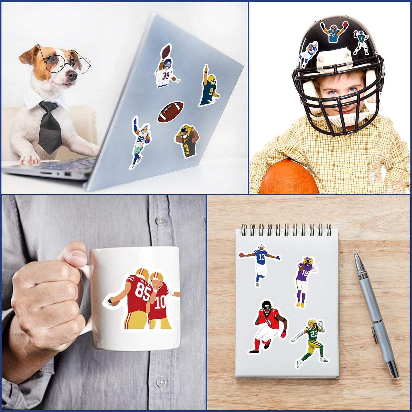 Football Stickers Water Bottle Stickers Computer Laptop Stickers Vinyl Stickers Pack Gift Stickers, Waterproof Stickers for Kids Boys Girls Teens Laptop