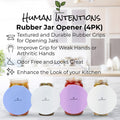 Human Intentions Jar Opener (4PK) - Rubber Jar Gripper for Weak Hands - Bottle Opener for Arthritic Hands - Jar/Lid Opener Gripper Pad - Non Tear - Coaster - Trivet