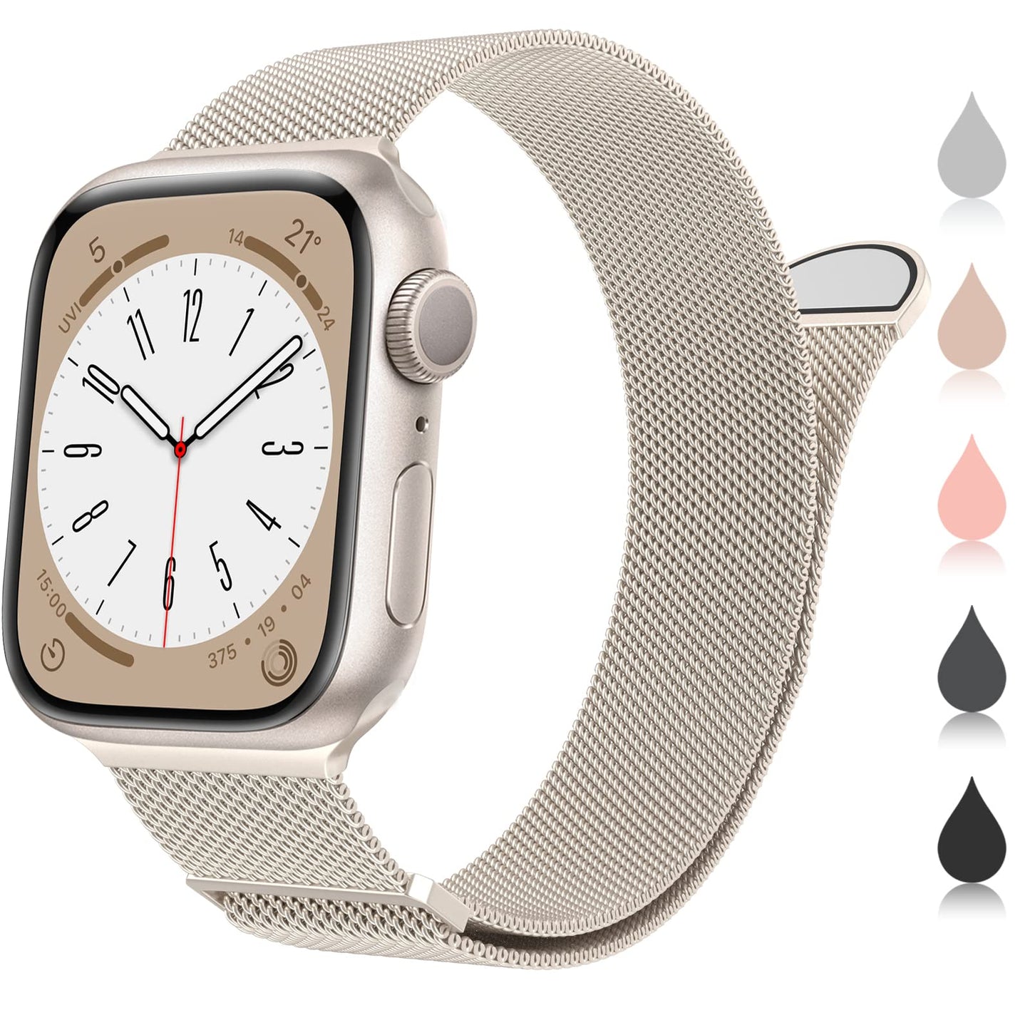 Marge Plus Compatible con Apple Watch Band Series 10, Ultra 2, SE, Ultra 9 8 7 6 5 4 38 mm 40 mm 41 mm 42 mm 44 mm 45 mm 46 mm 49 mm Mujeres y hombres, Reemplazo de cierre magnético de malla de acero inoxidable para correas iWatch