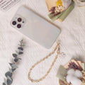 Phone Charms Strap Phone Wrist Strap with Cute White Flower Phone Lanyard Metal Chain Cell Phone Charms Hands-Free Wrist Strap Phone Chain Strap for Women