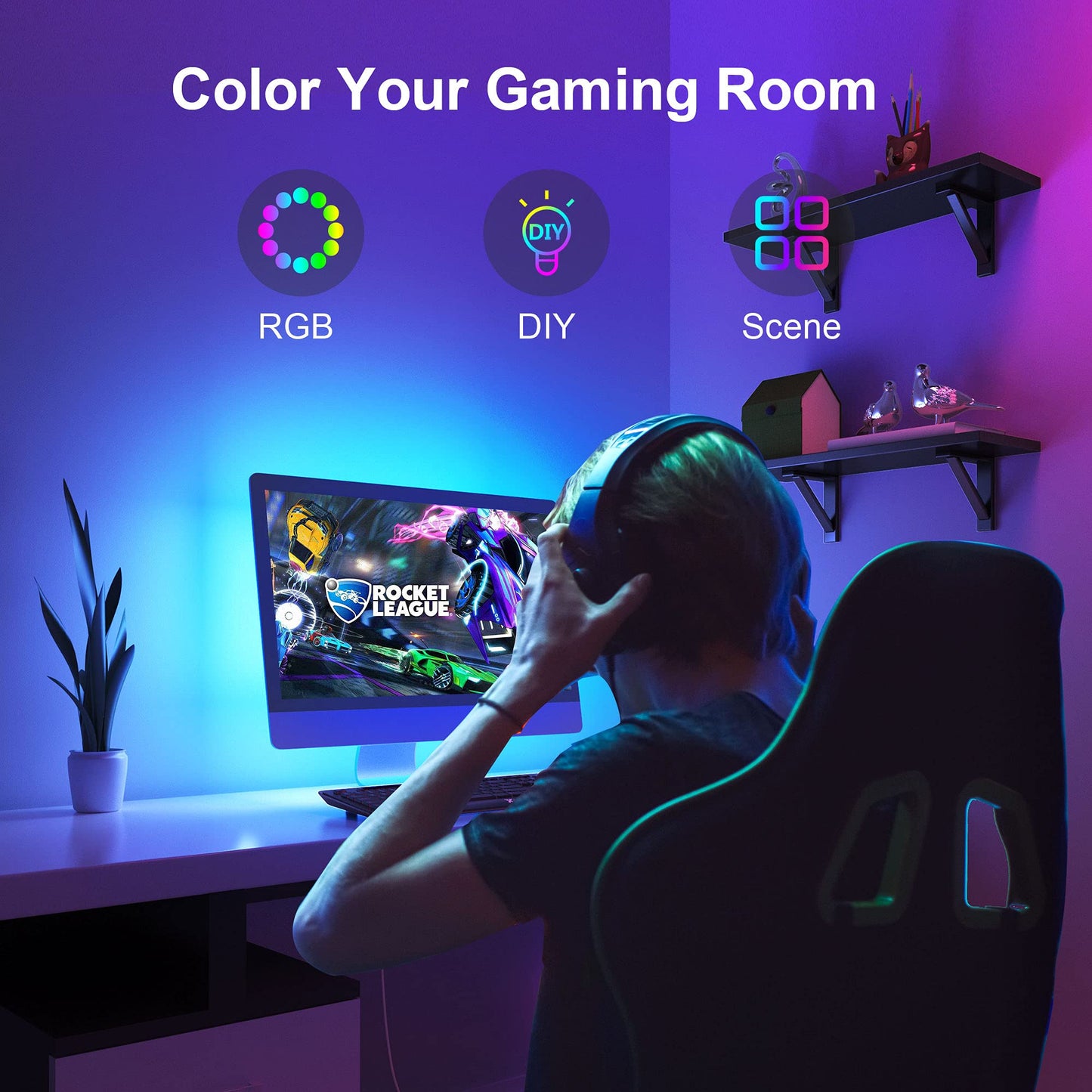 Nexillumi LED Lights for TV, 16.4 ft TV LED Backlight for 55-75 Inch, RGB LED Strip Lights Behind TV with APP Remote Control, Music Sync Smart Led Ambient Lighting for Bedroom Gaming Room Decor