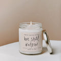 Sweet Water Decor, Be Still and Know, Sea Salt, Jasmine, Cream, and Wood Scented Soy Wax Candle for Home | 9oz Clear Jar, 40 Hour Burn Time, Made in the USA