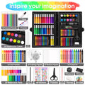 Art Set, VigorFun Art Supplies Drawing Painting Kit Includes Oil Pastels, Crayons, Colored Pencils, Watercolor Cakes, Gifts for Kids Girls Boys Teens (Black)