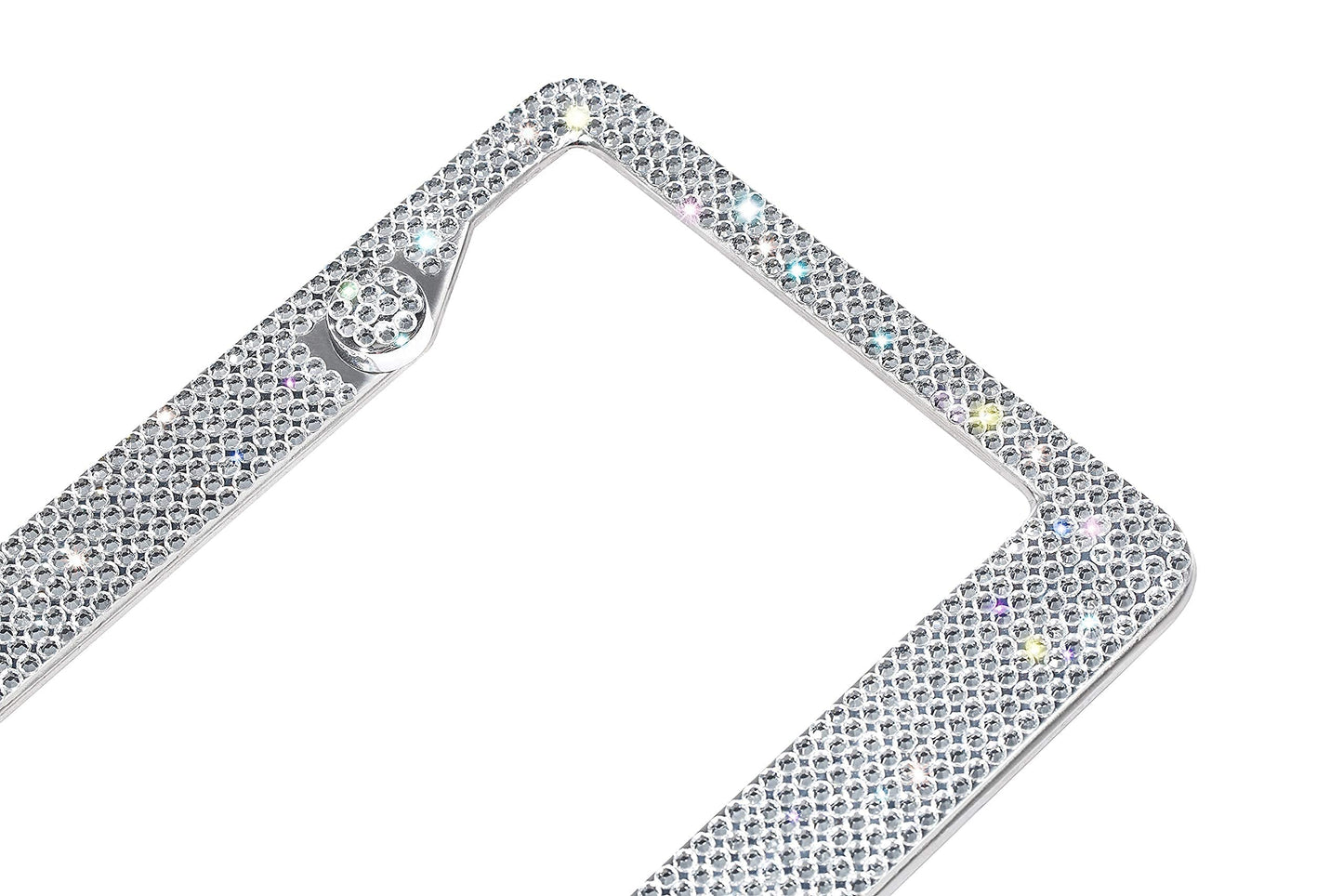 Crystal Bling License Plate Frames for Women - 1 Pack Handcrafted Acrylic Bedazzled Cover, Clear Crystal Stainless Steel Girly Queen Sparkle License Plate Frame Cute Diamond Shiny Black Sparkly Cover