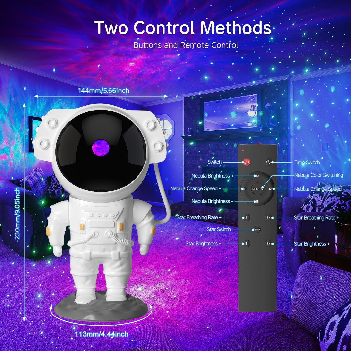 Proyector de estrellas HIJOPIB, proyector de galaxia nebulosa para dormitorio, lámpara LED de techo estrellada con control remoto y temporizador, luz de noche de regalo para niños, decoración de habitación/cumpleaños/Navidad/fiesta/Tiktok Live