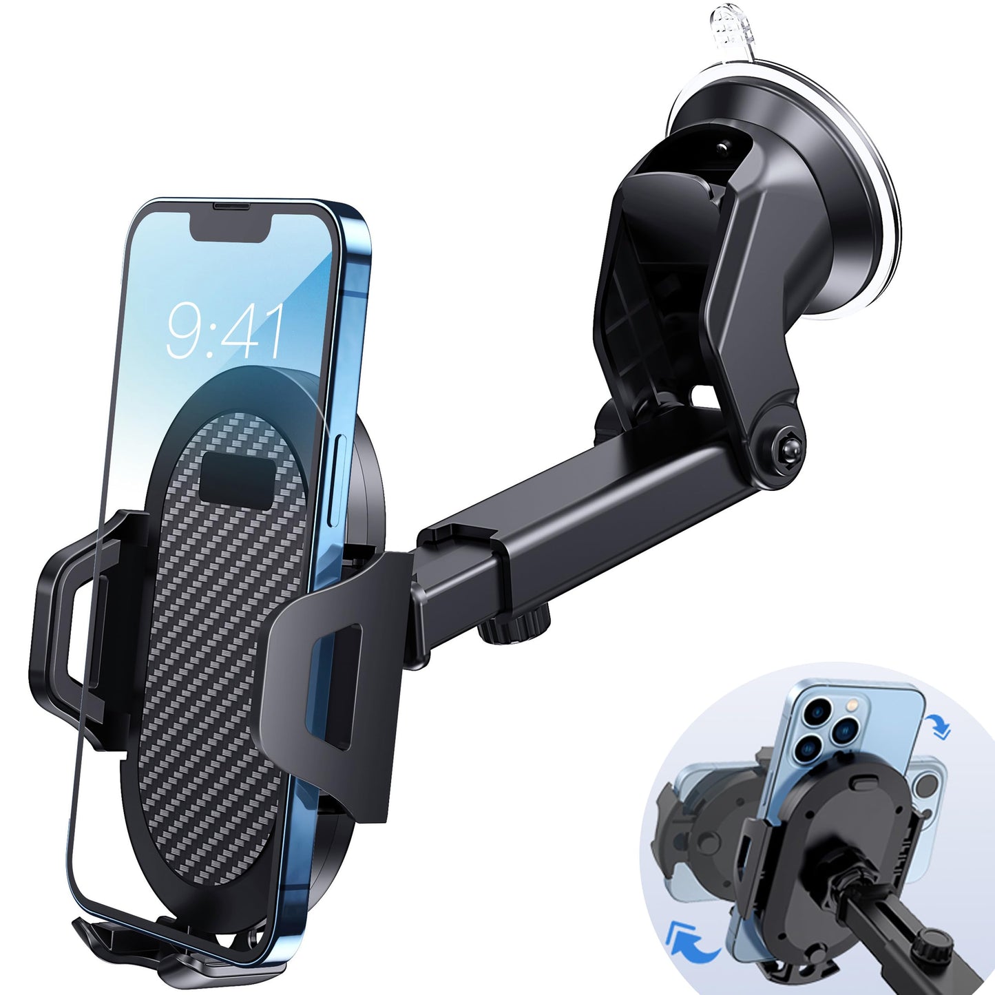 Soporte universal para teléfono de coche Lusosh, ventosa fuerte, soporte de teléfono súper estable para coche, compatible con iPhone 16, 15, 14 Pro Max, todos los teléfonos inteligentes