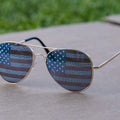 Lunettes de soleil décoratives fantaisie Goson American Flag Mirror Aviator (dorées)