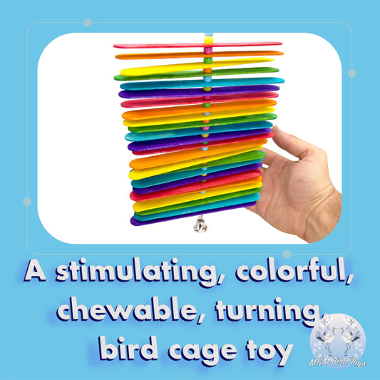 1112 Rainbow Stick Chewer Bird Toy – Colorful Hanging Shredding and Chewing Toy for Parrots, Conures, Cockatiels, and Budgies – Vibrant and Engaging Bird-Safe Toy – Made in USA by M&M Bird Toys