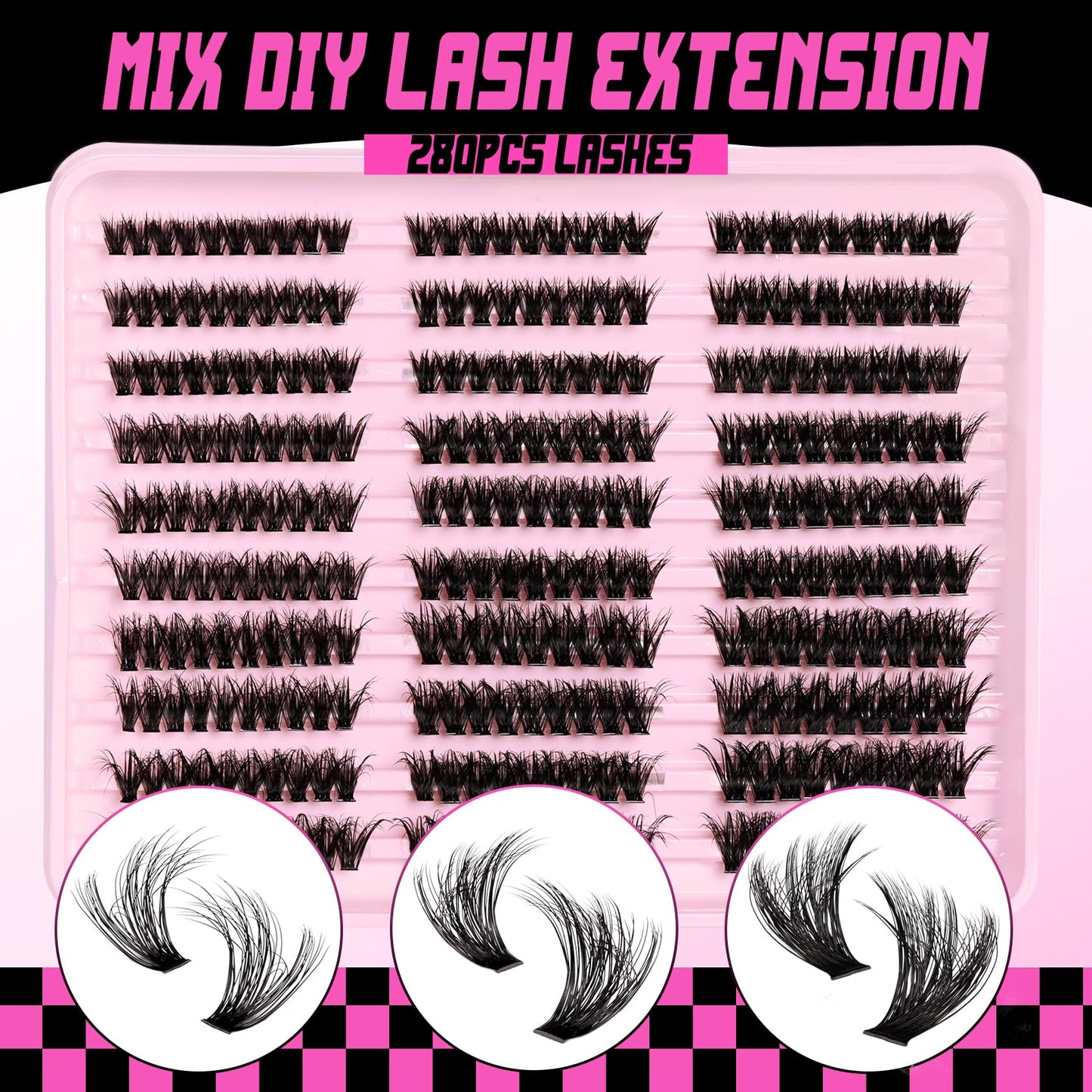 Lash Clusters Fluffy Individual Lashes Cluster Eyelash Extensions Cluster Lashes Wispy DIY Eyelash Extension at Home Pestañas Pelo a Pelo (60D+80D+100D, 280PCS)